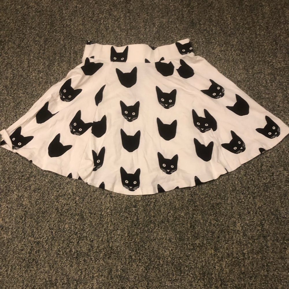 H&M Divided Skater (mini) Skirt with Black Cat Print - Women's xs